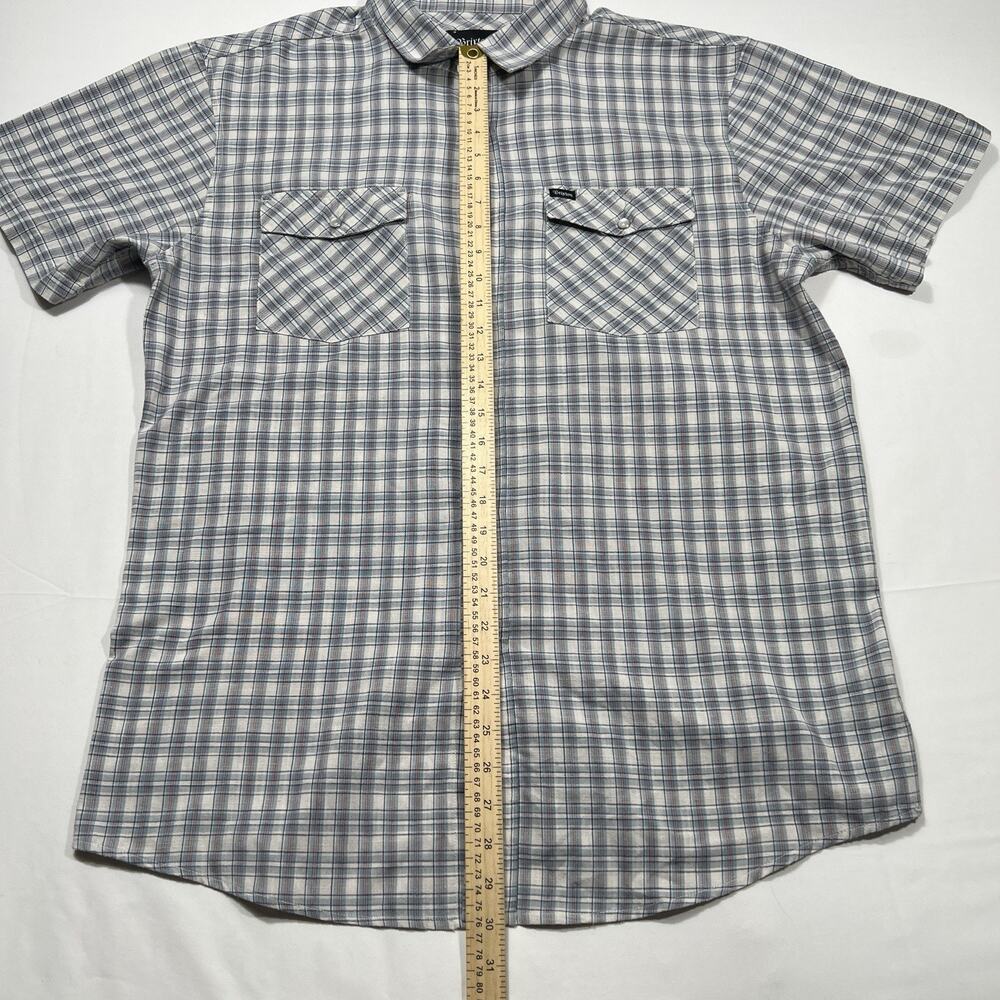 Brixton Men’s Short Sleeve Size XXL Western Pearl Snap Blue Plaid Shirt 2XL
